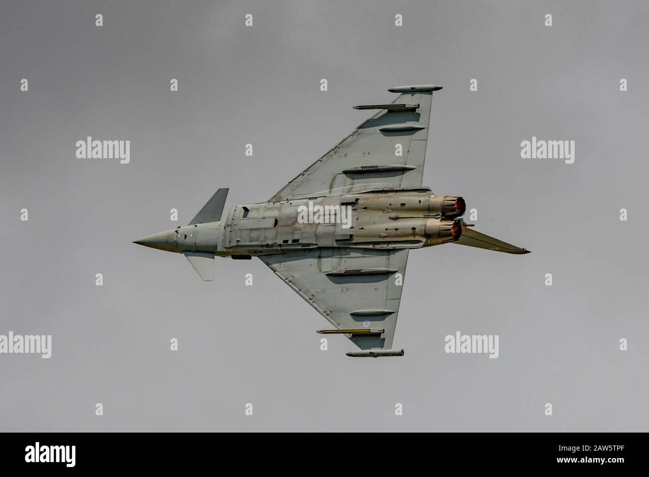 A Royal Air Force Eurofighter Typhoon FGR4 displaying at RIAT 2019, RAF Fairford, UK on the 21st July 2019. Stock Photo