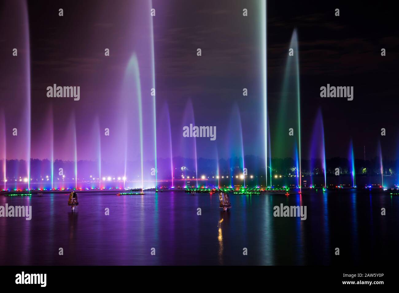 Music fountain at night Stock Photo - Alamy