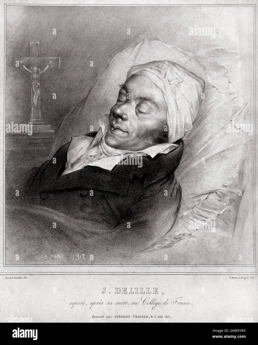 1825 ca, PARIS , FRANCE : The french writer , poet and traslator JACQUES DELILLE ( 1738 - 1813 ), Lithograph by Jean Pierre Sudré  after original  dra Stock Photo