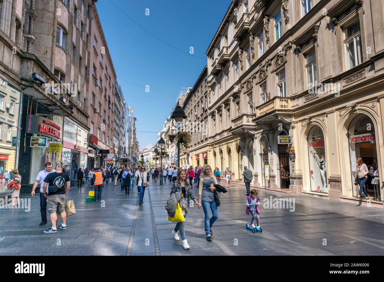 Pedestrian street of Kneza Mihaila in Belgrade, Serbia Stock Photo