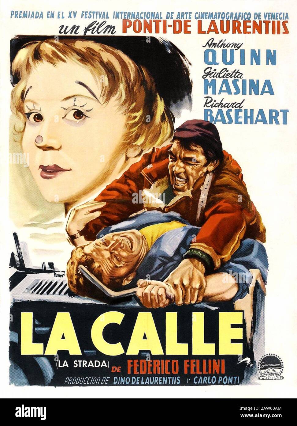 19574 , FRANCE : The SPANISH poster advertising for the italian movie LA  STRADA by FEDERICO FELLINI , with GIULIETTA MASINA , ANTHONY QUINN and RICH  Stock Photo - Alamy