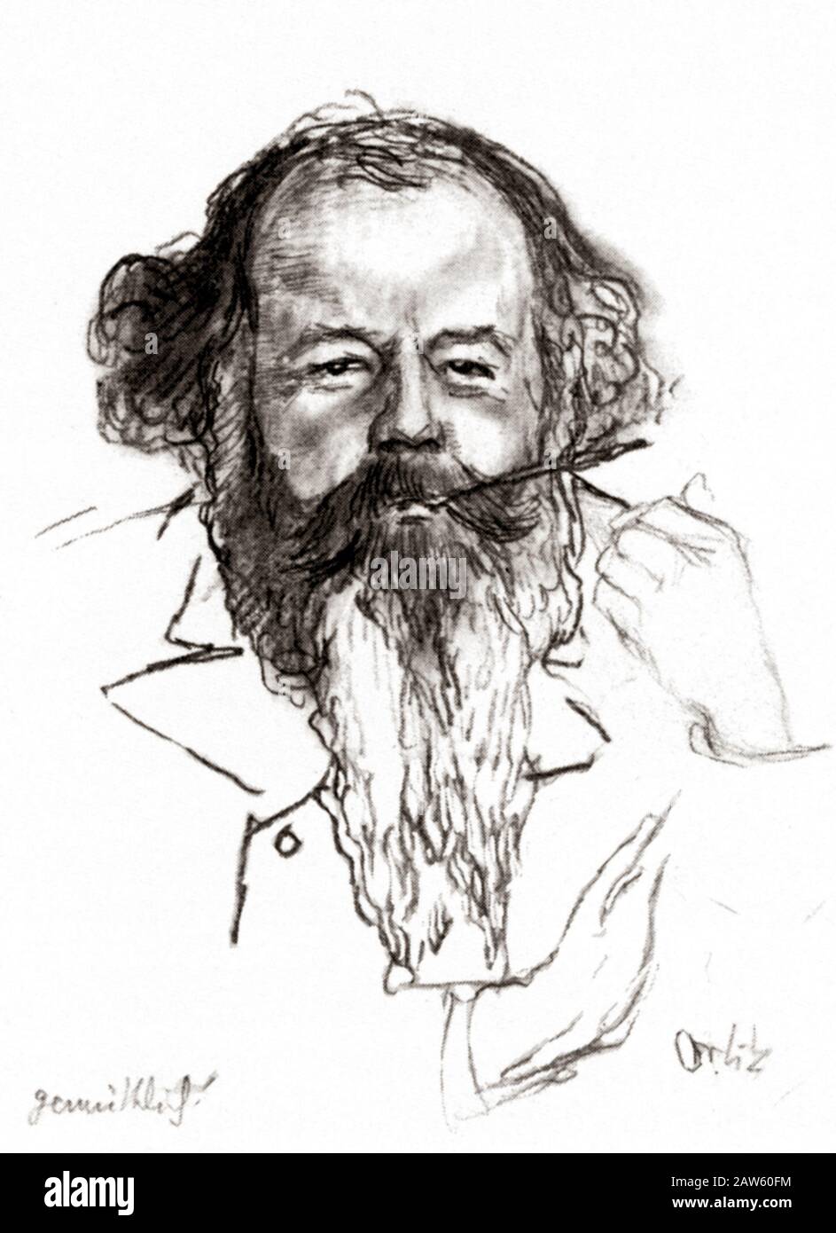 1916  , Czechoslovakia , Prague : The Czech  painter and engraver EMIL ORLIK ( 1870 - 1932 ). Portrait of austrian writer  Hermann Bahr ( 1863 - 1939 Stock Photo