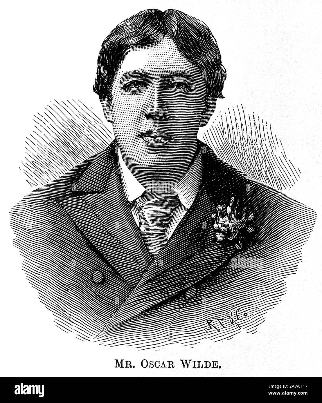 1892, GREAT BRITAIN : The celebrated  irish writer and dramatist OSCAR WILDE ( 1854 - 1900 ) engraved portrait pubblishe in british magazine ILLUSTRAT Stock Photo