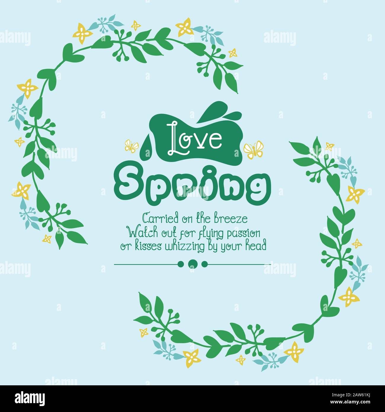 Template design for love spring card, with seamless leaf and floral ...
