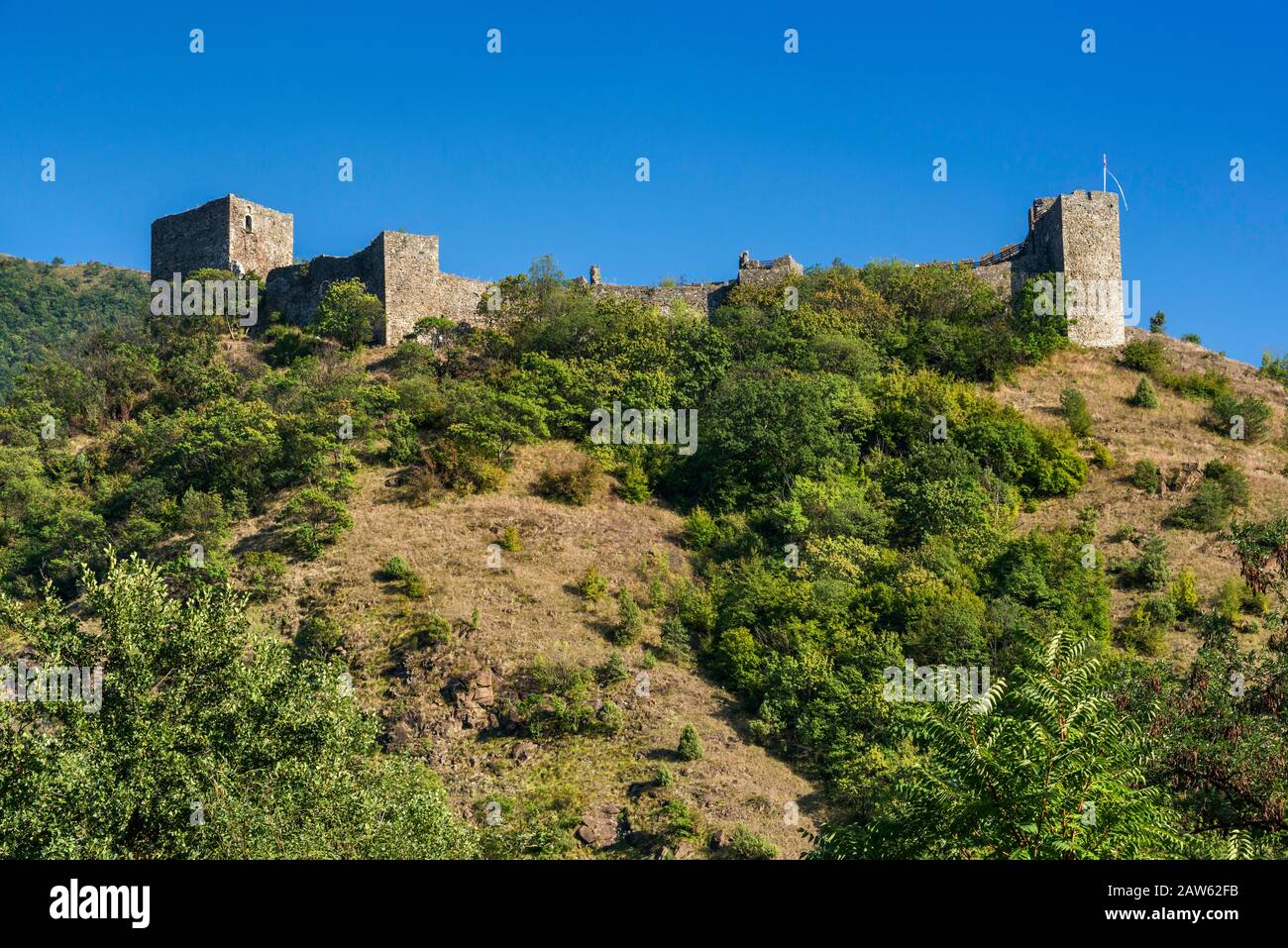 Maglic Castle on mountaintop, near Kraljevo, Serbia Stock Photo