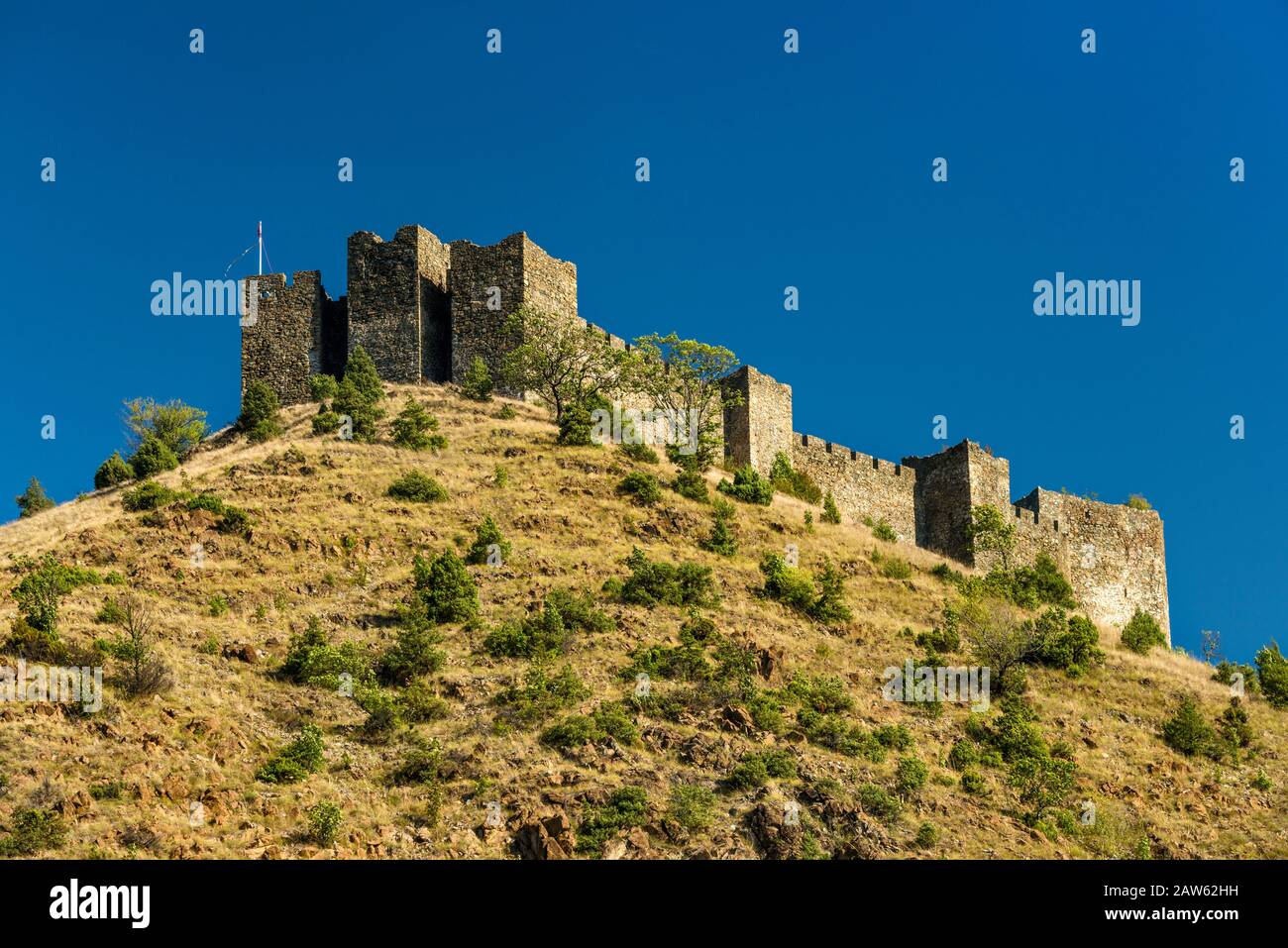 Maglic Castle on mountaintop, near Kraljevo, Serbia Stock Photo