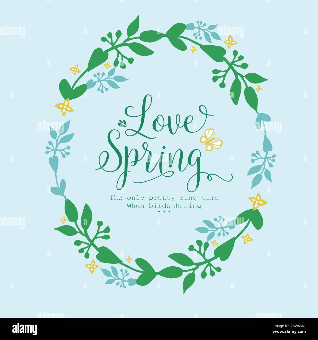 The love spring card template concept, with beautiful of leaf and ...