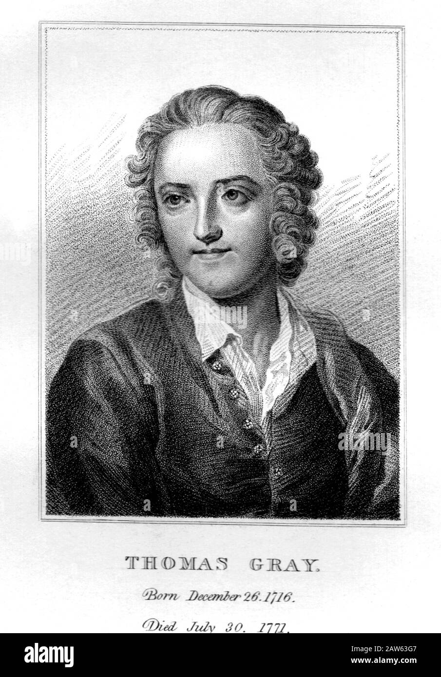 1790 ca , GREAT BRITAIN : The british poet THOMAS GRAY ( 1716 - 1771 ), portrait engraving from original work by painter John Giles . Gray was a lette Stock Photo