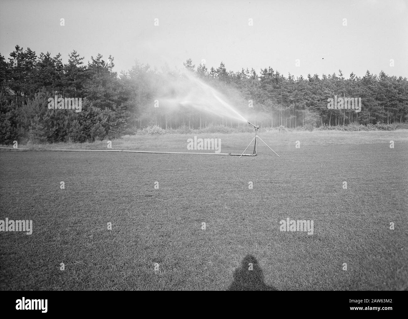 recreational areas, airports, etc., sports fields, irrigation devices, monastery koningshof Date: August 1955 Location: Noord-Brabant, Veldhoven Keywords: irrigation equipment, recreation, sports fields, airports etc. person Name: royal court monastery Stock Photo