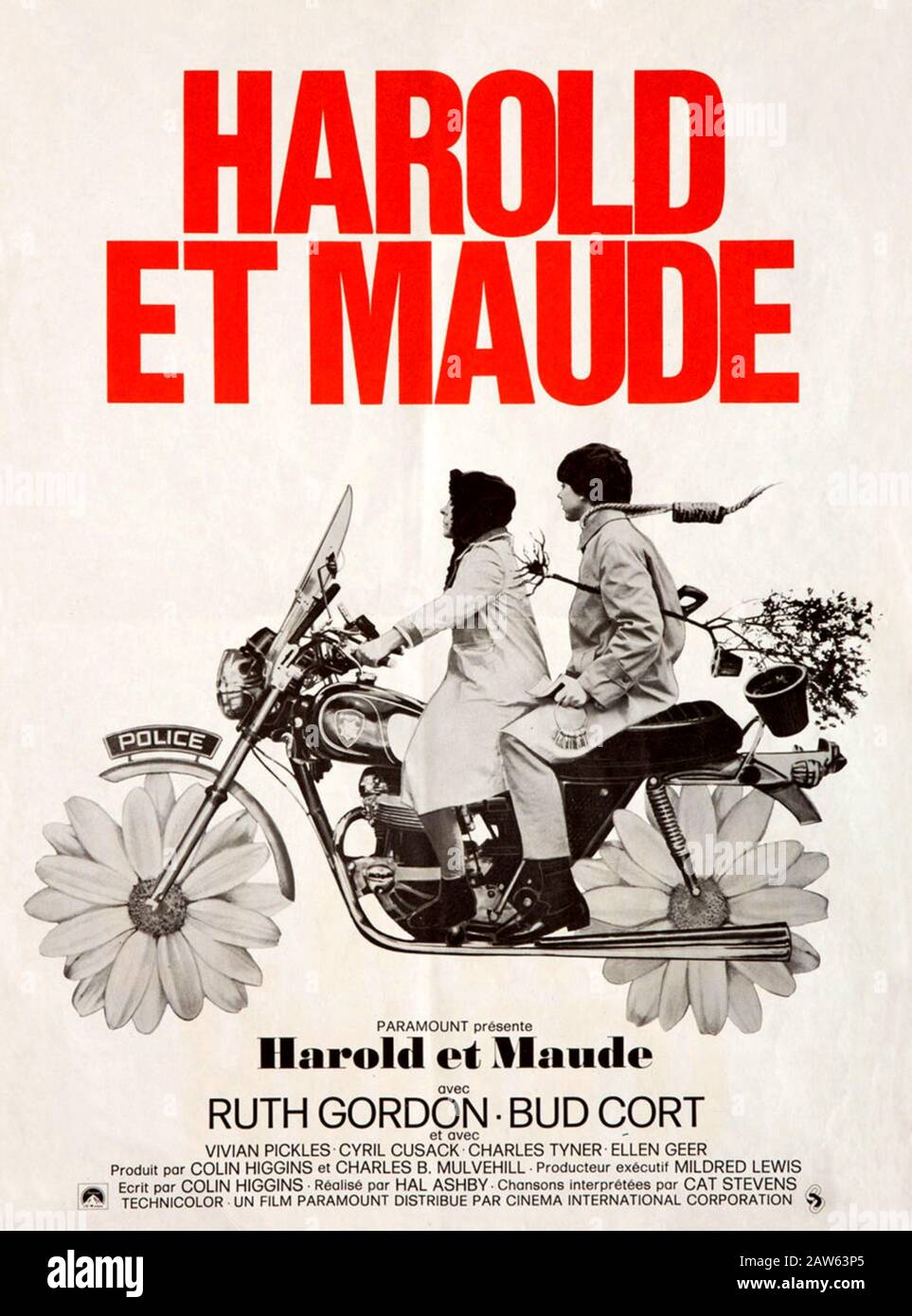 1972 , USA : The  FRENCH  movie advertising poster for the american movie HAROLD AND MAUDE ( Harold e Maude ) by HAL ASHBY  with RUTH GORDON and BUD C Stock Photo