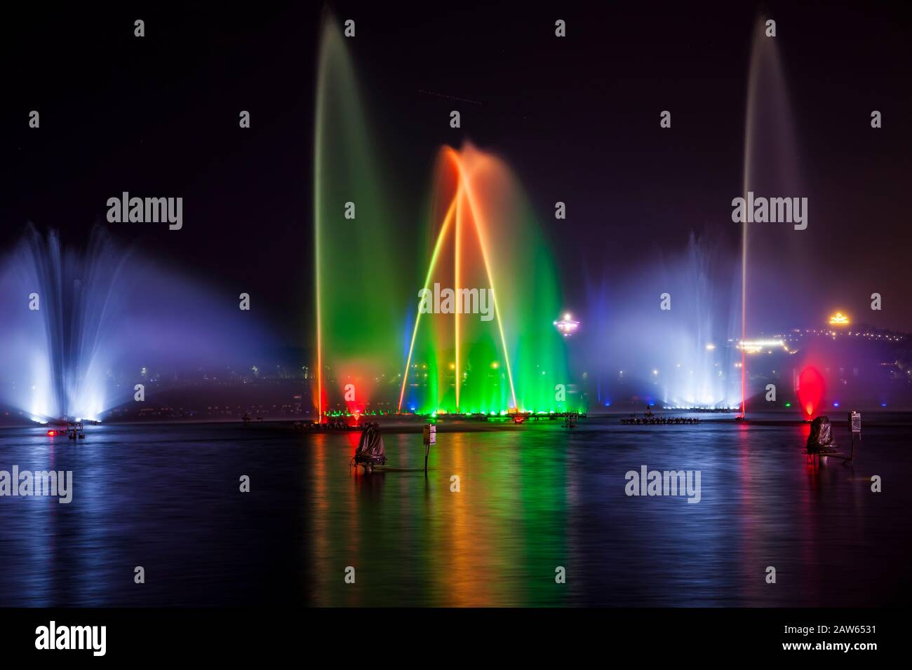 Music fountain at night Stock Photo - Alamy