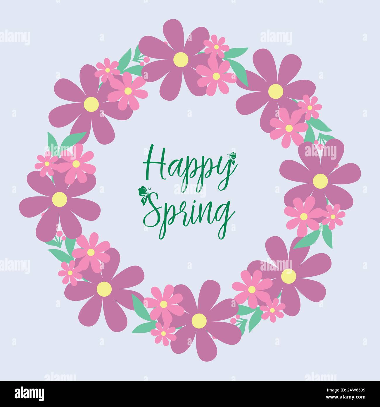 Beautiful shape pattern of leaf and flower frame, for happy spring