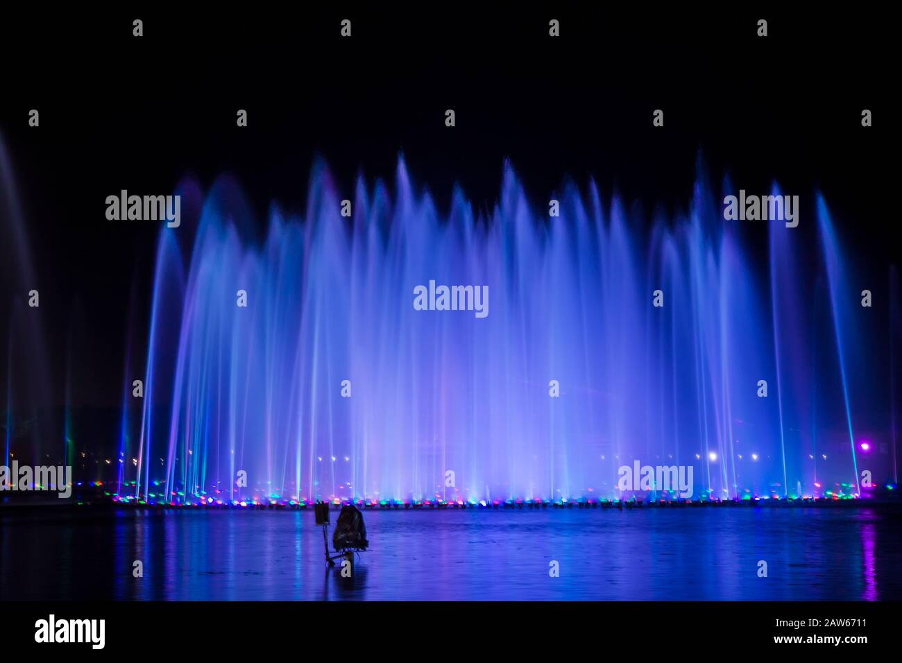 Music fountain at night Stock Photo - Alamy