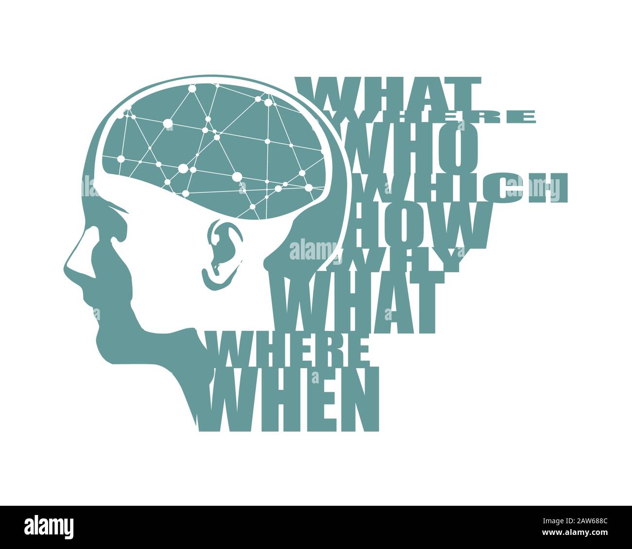 Illustration of a head with brain Stock Vector Image & Art - Alamy
