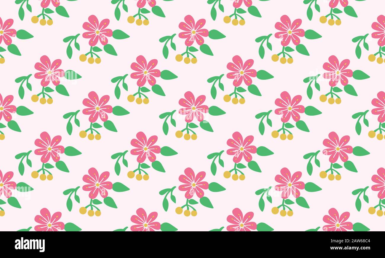 Simple wallpaper for spring, with seamless leaf and flower pattern ...