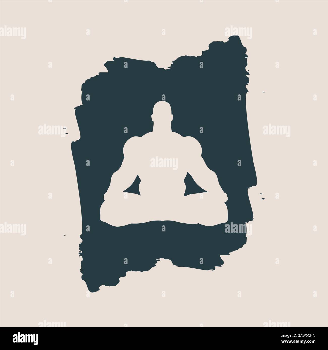 Muscular man meditation. Stock Vector