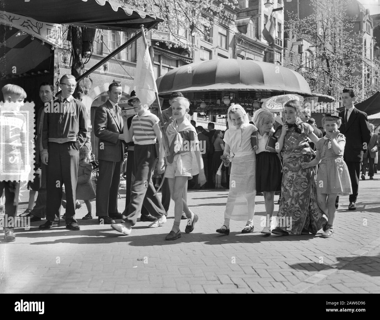 National Day; fair on the Beursplein in Amsterdam Date: May 5, 1956 Location: Amsterdam, Noord-Holland Keywords: carnivals Stock Photo