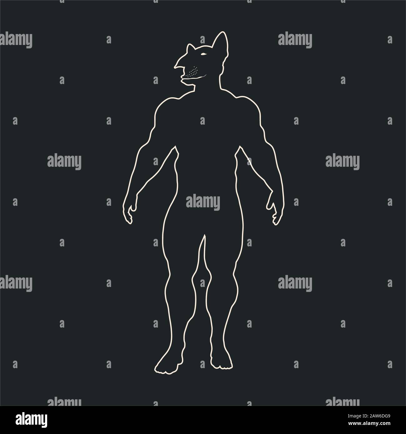 Bull terrier portrait with man body Stock Vector