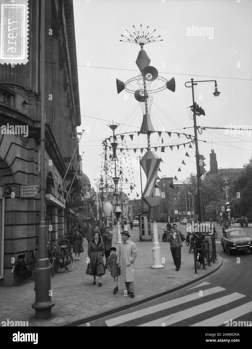 Festival of Lights decorations downtown. Time Date: May 31, 1956 Keywords: inner cities Person Name: Time Stock Photo