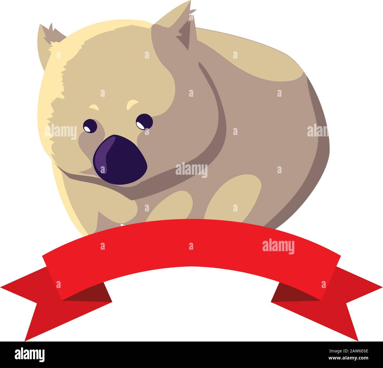 cute australian wombat with ribbon on white background vector ...