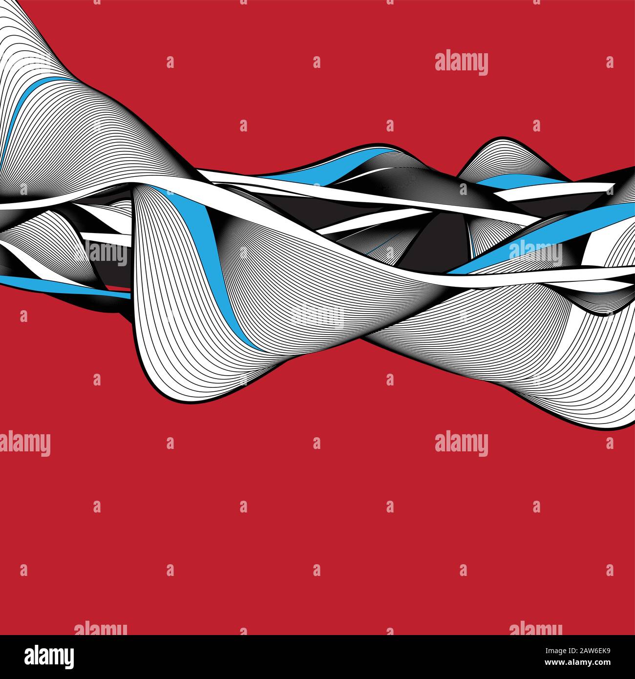 Abstract modern vector background with wavy linear elements. Example for poster or web page. Stock Vector
