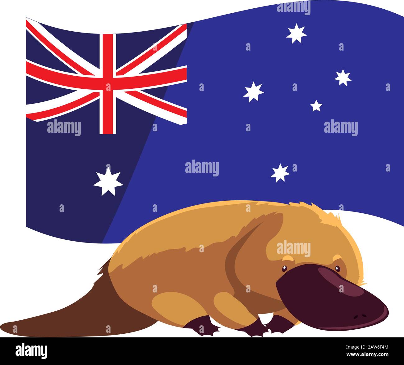 platypus with australian flag in the background vector illustration ...