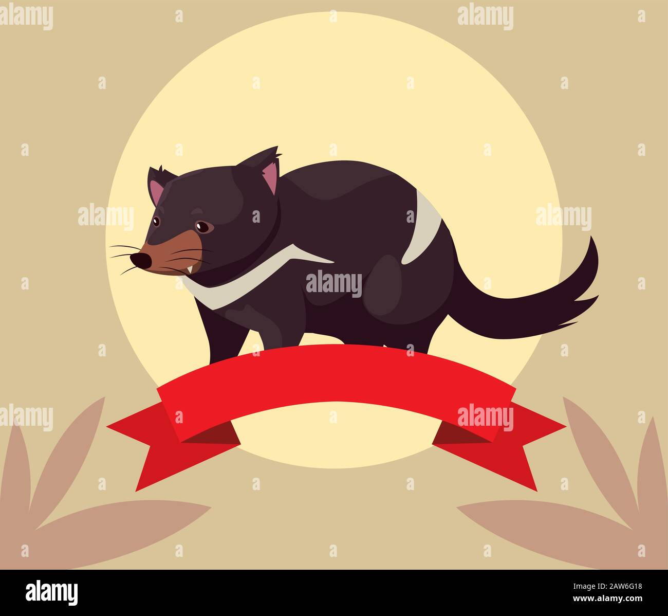 greeting card with australian tasmanian devil vector illustration ...