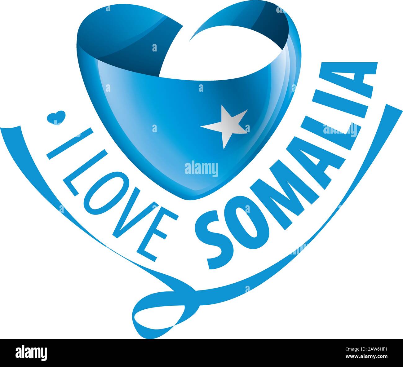 National flag of the Somalia in the shape of a heart and the