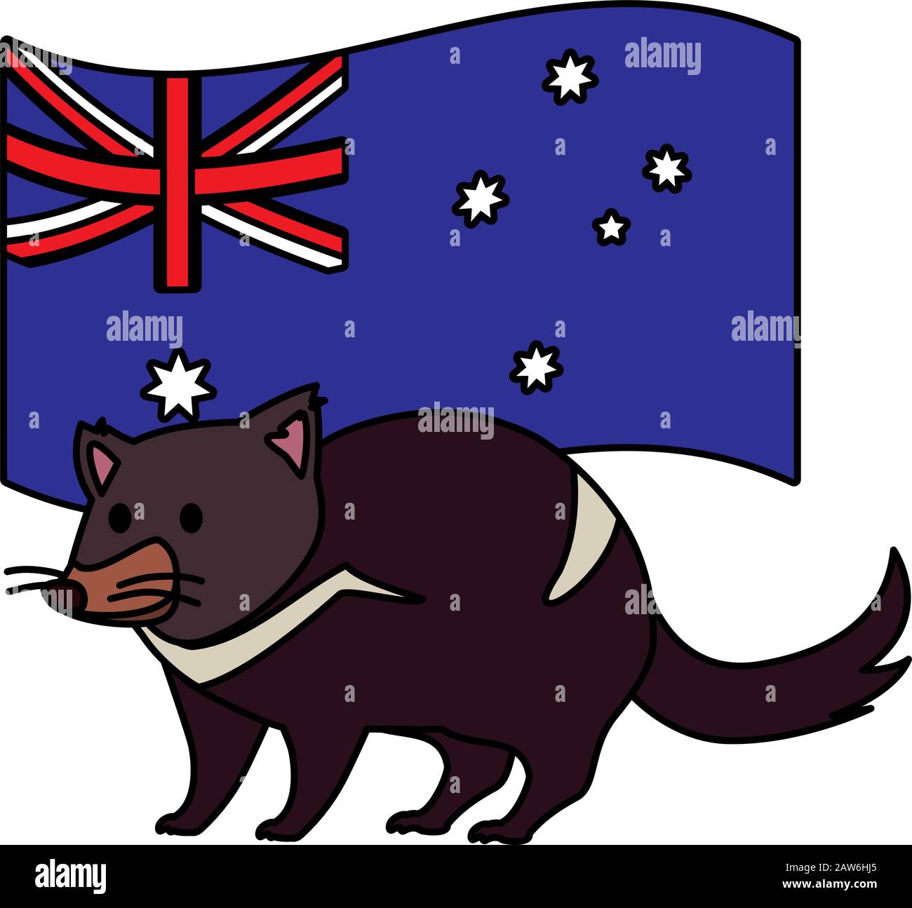 tasmanian devil with australian flag in the background vector ...
