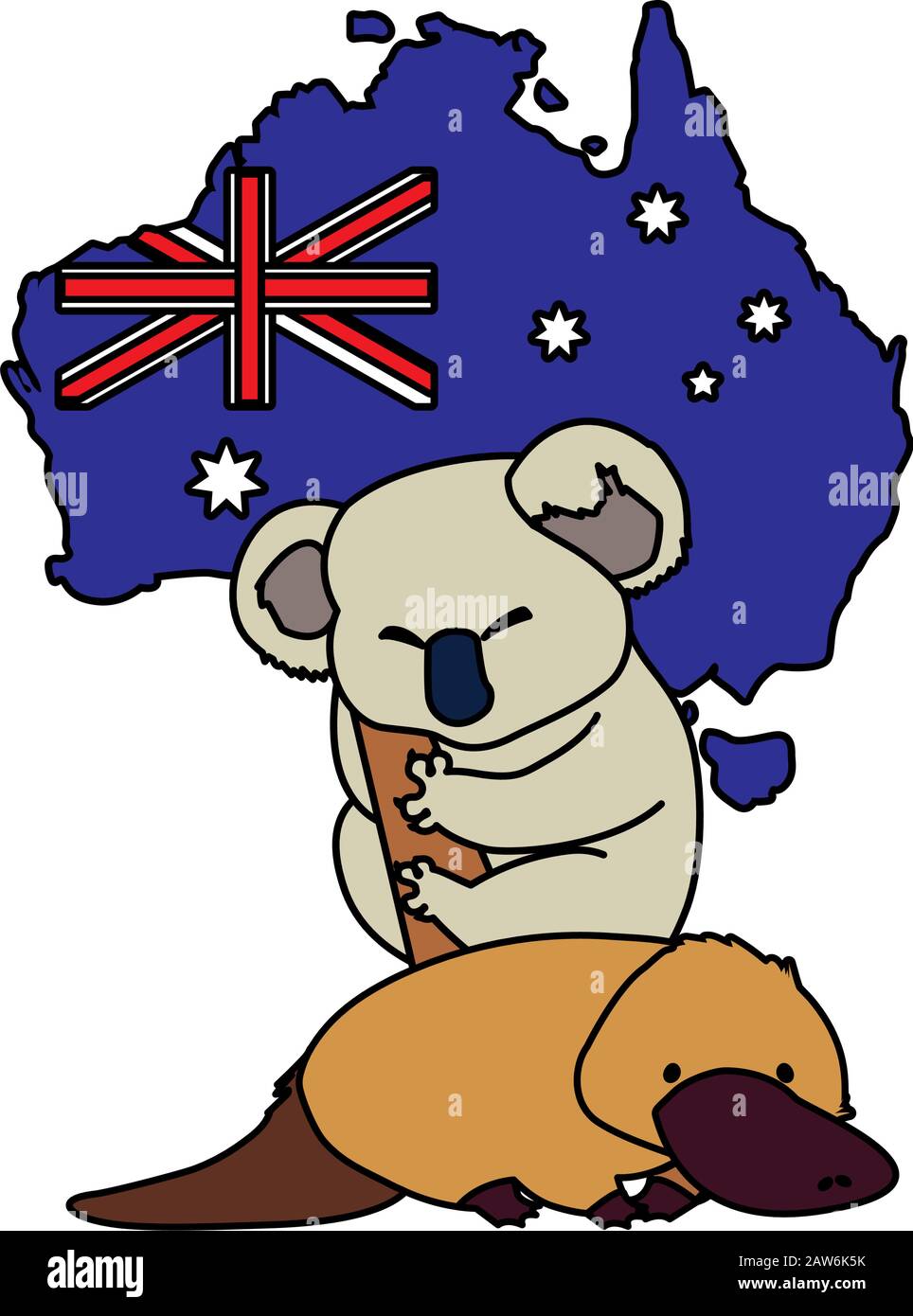 koala and platypus with map of australia in the background vector ...