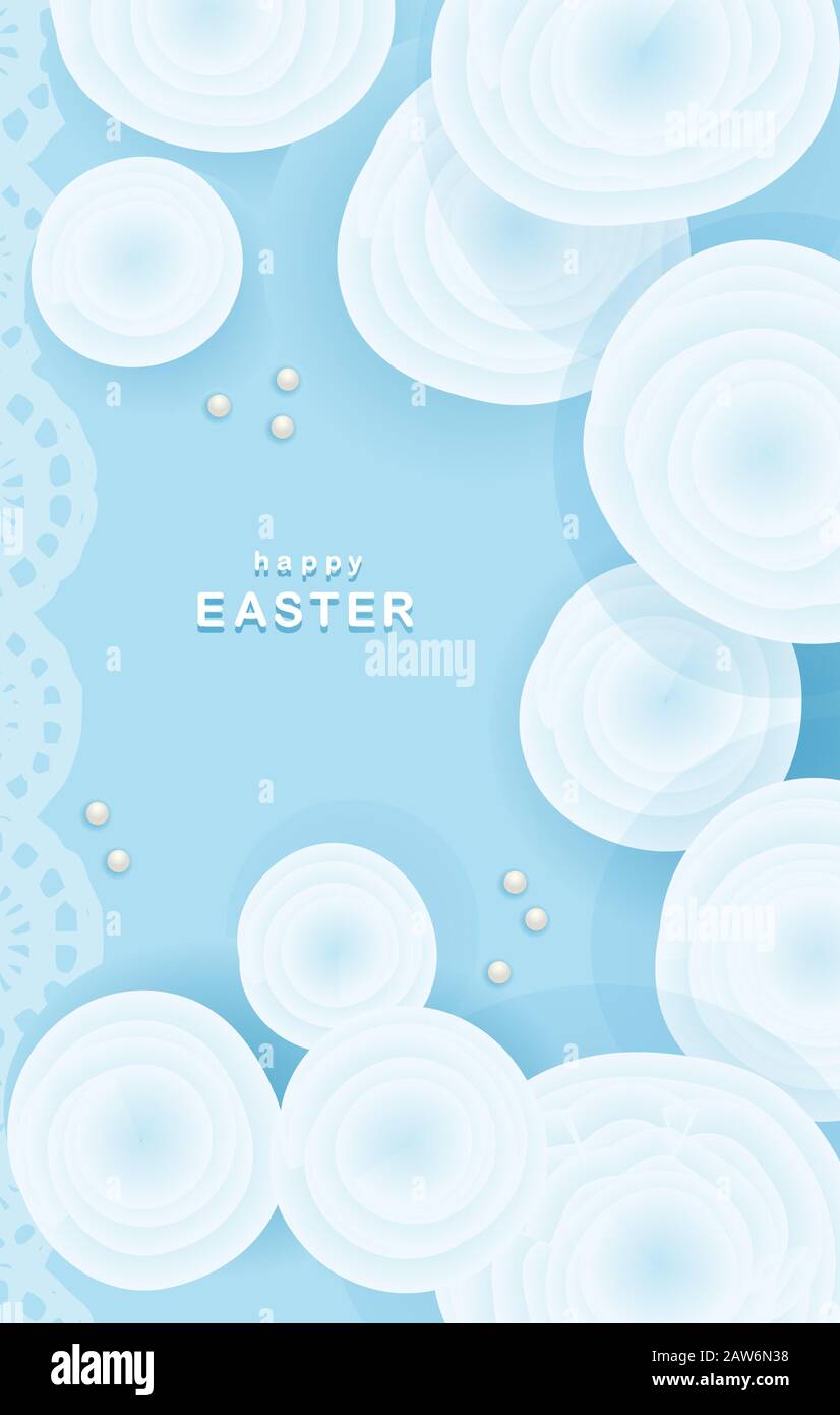 Tender easter background. Greeting card or banner. Have a good weekend. Spring holidays. Happy easter. The flowers are blue. Stock Vector