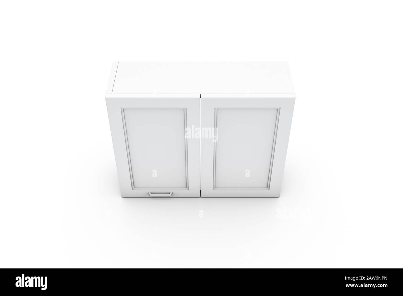 3d rendering of white empty kitchen cabinet design, isolated on white ...