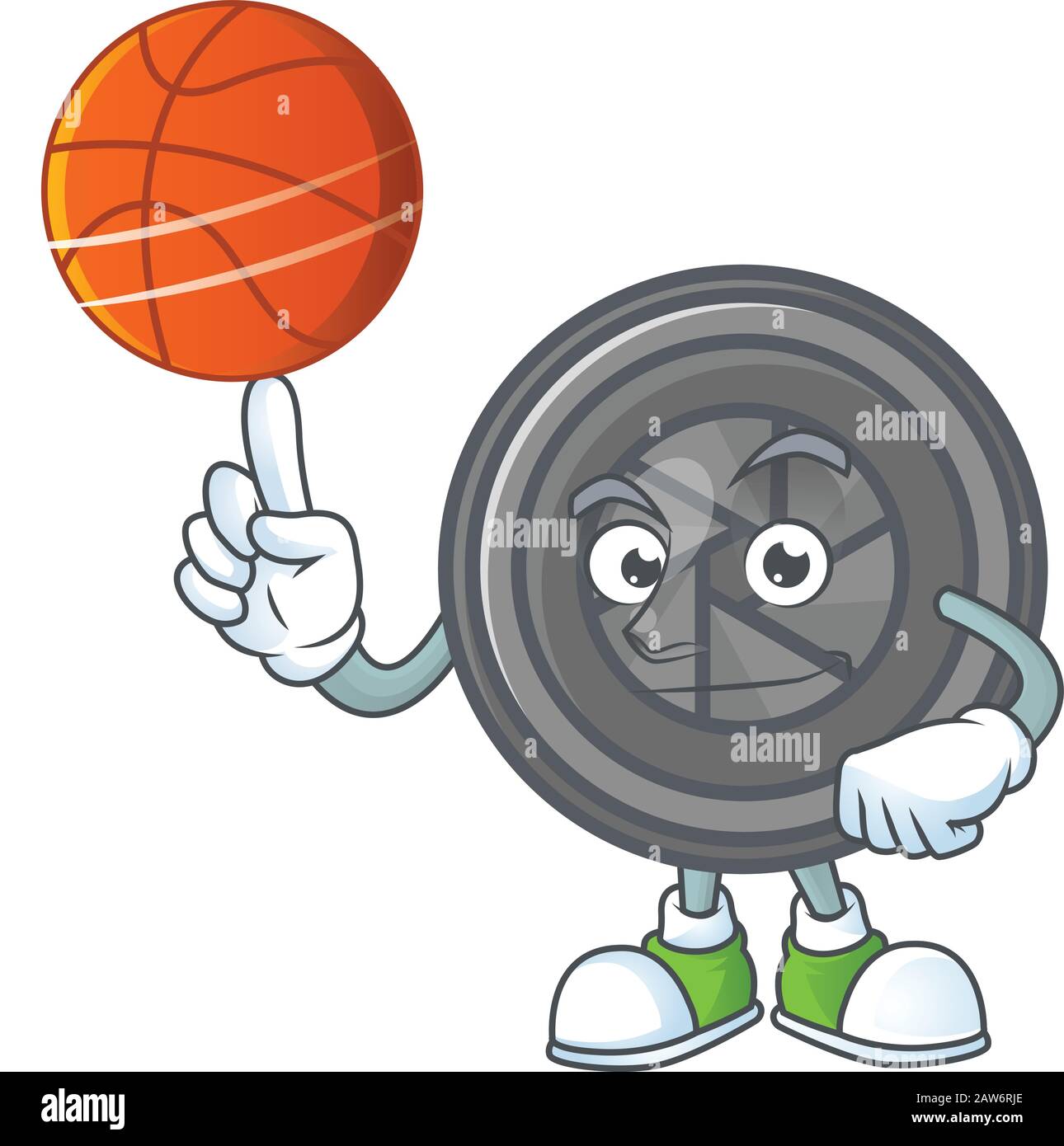 a strong camera lens cartoon character with a basketball Stock Vector ...