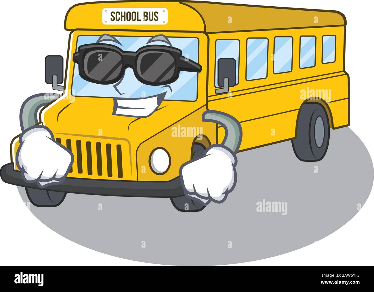 Super cool school bus character wearing black glasses Stock Vector Image &  Art - Alamy