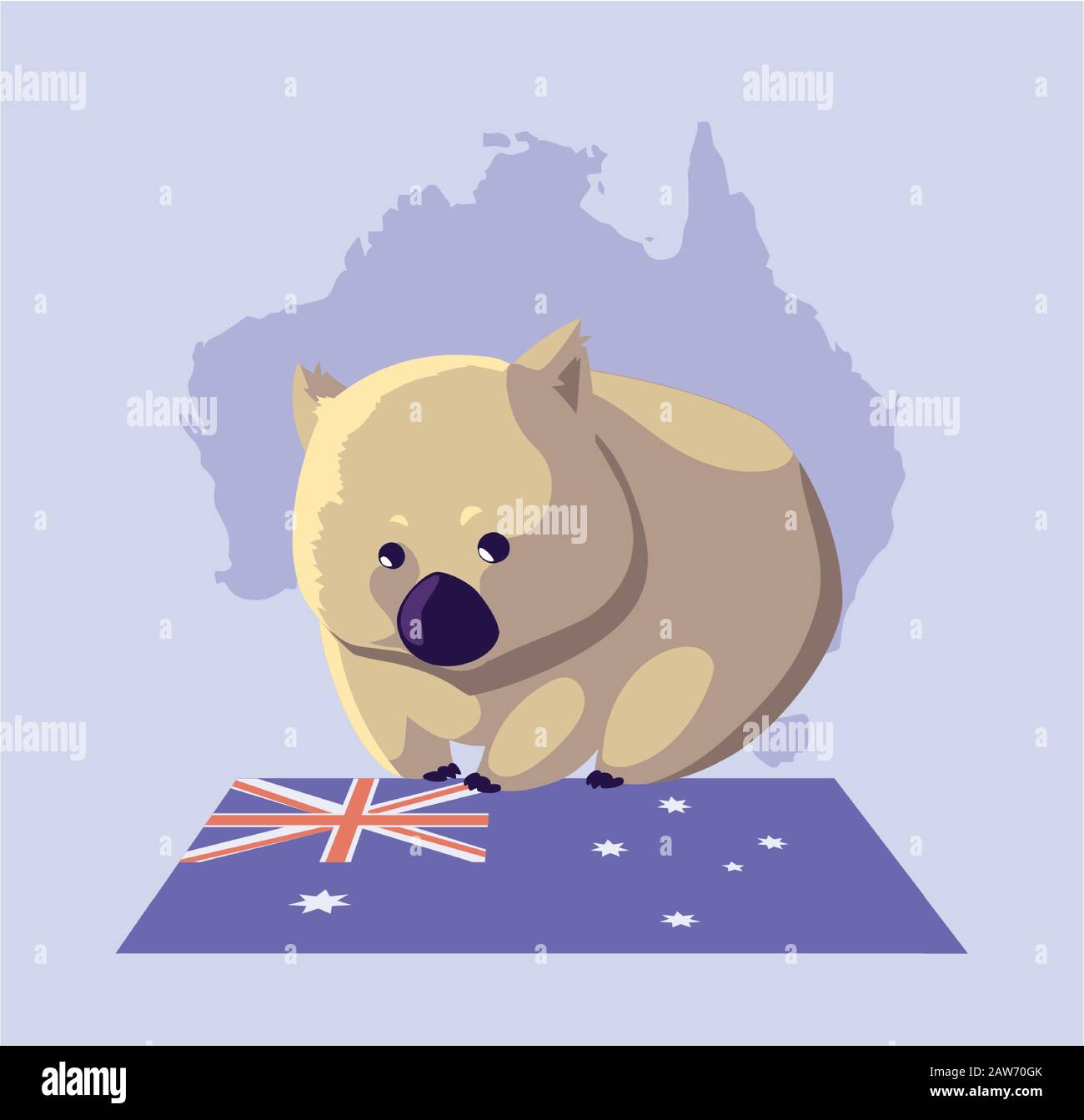 greeting card with australian wombat vector illustration design Stock ...