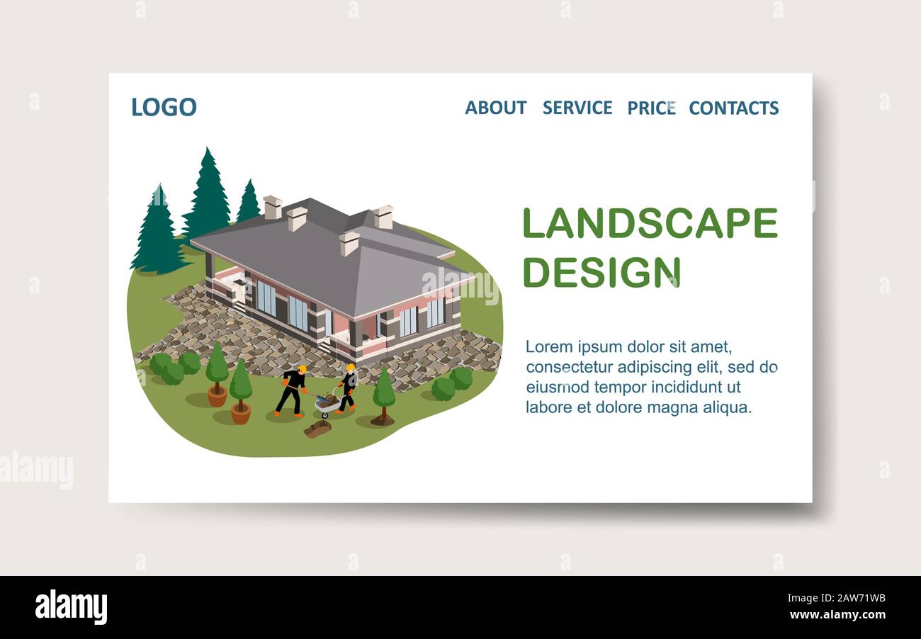 Landscape design landing page vector template Stock Vector Image & Art ...