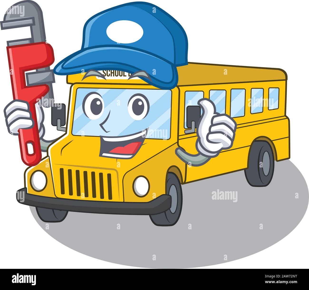 A cute picture of school bus working as a Plumber Stock Vector