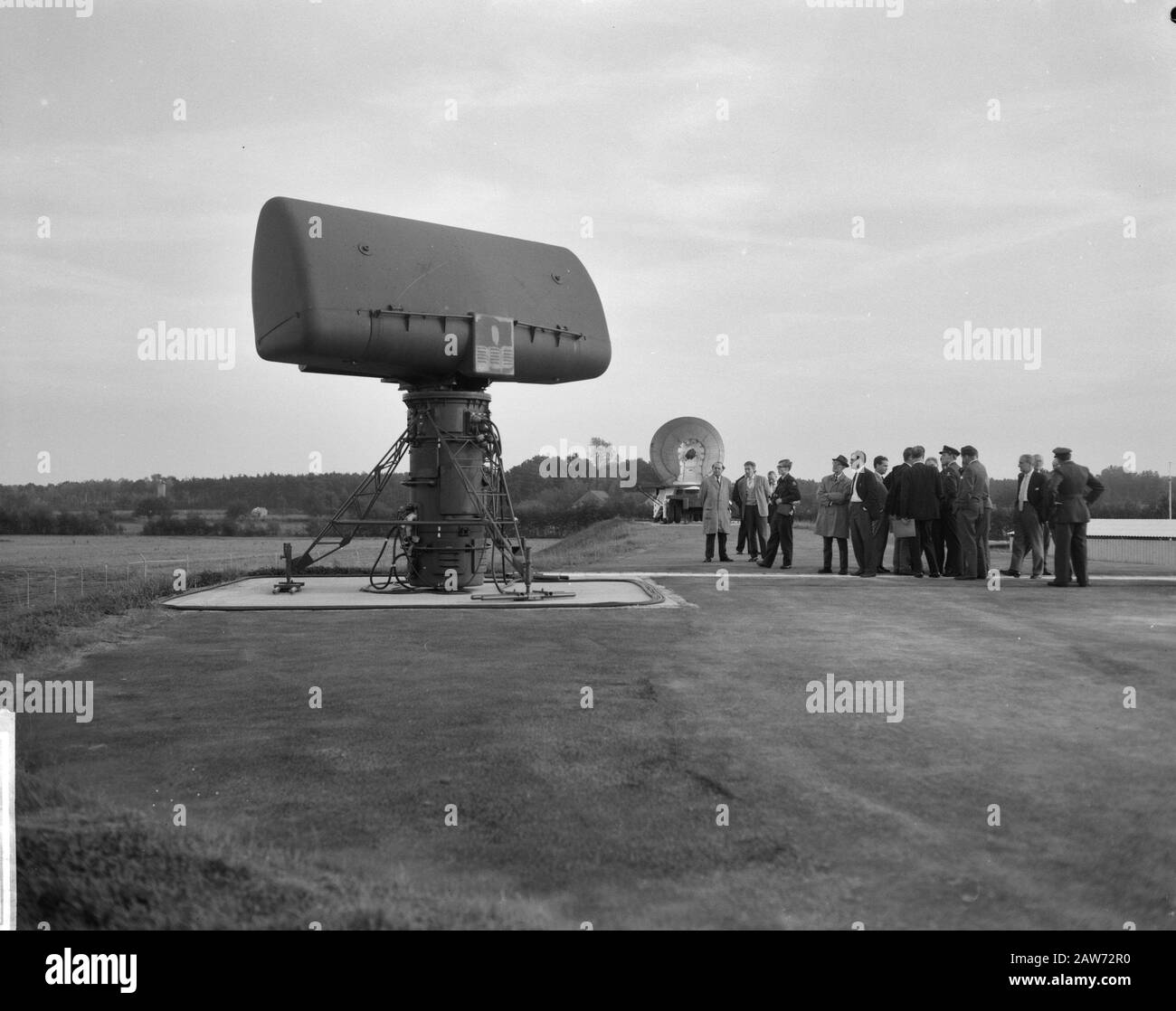 Transfer rocket launch site in Germany. General H. Schaper, Calmeyer by radar. These are the first NIKE Hercules Ant-Aircraft Guided Missile Site 1 Group Guided Weapons in Handorf. Date: October 10, 1961 Location: Germany Keywords: launch sites, transfers, radars, missiles Person Name: Calmeyer Stock Photo