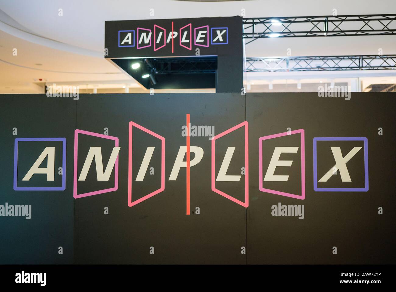 Shenzhen China April 19 Aniplex Logo At Sony Expo 19 Aniplex Produces And Distributes Music And Soundtrack Records Including The Original So Stock Photo Alamy