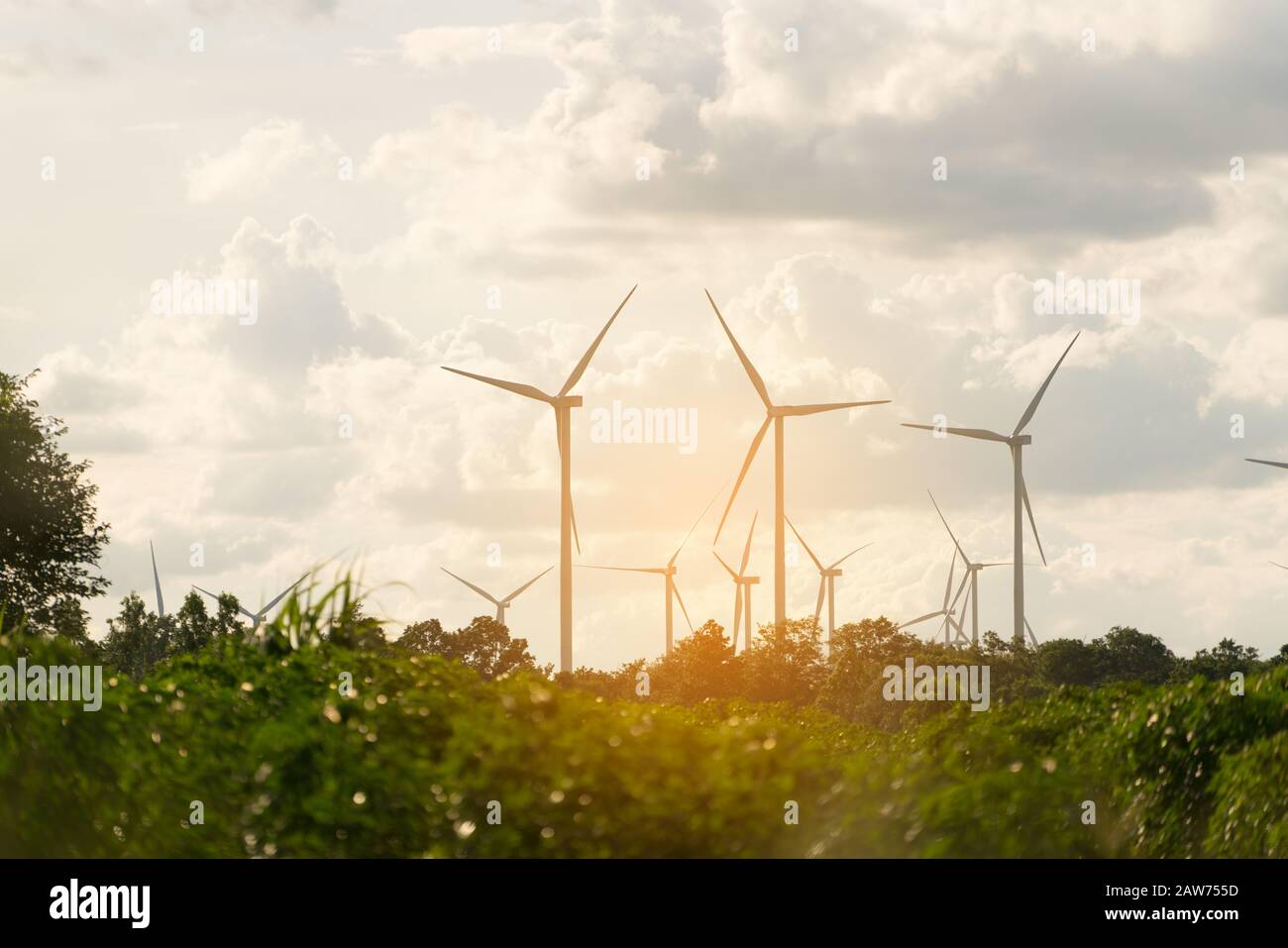 Wind turbine farm renewable energy, sustainable energy and