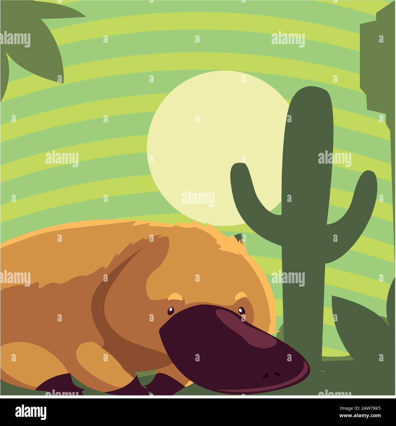 card with platypus in australian landscape vector illustration design ...