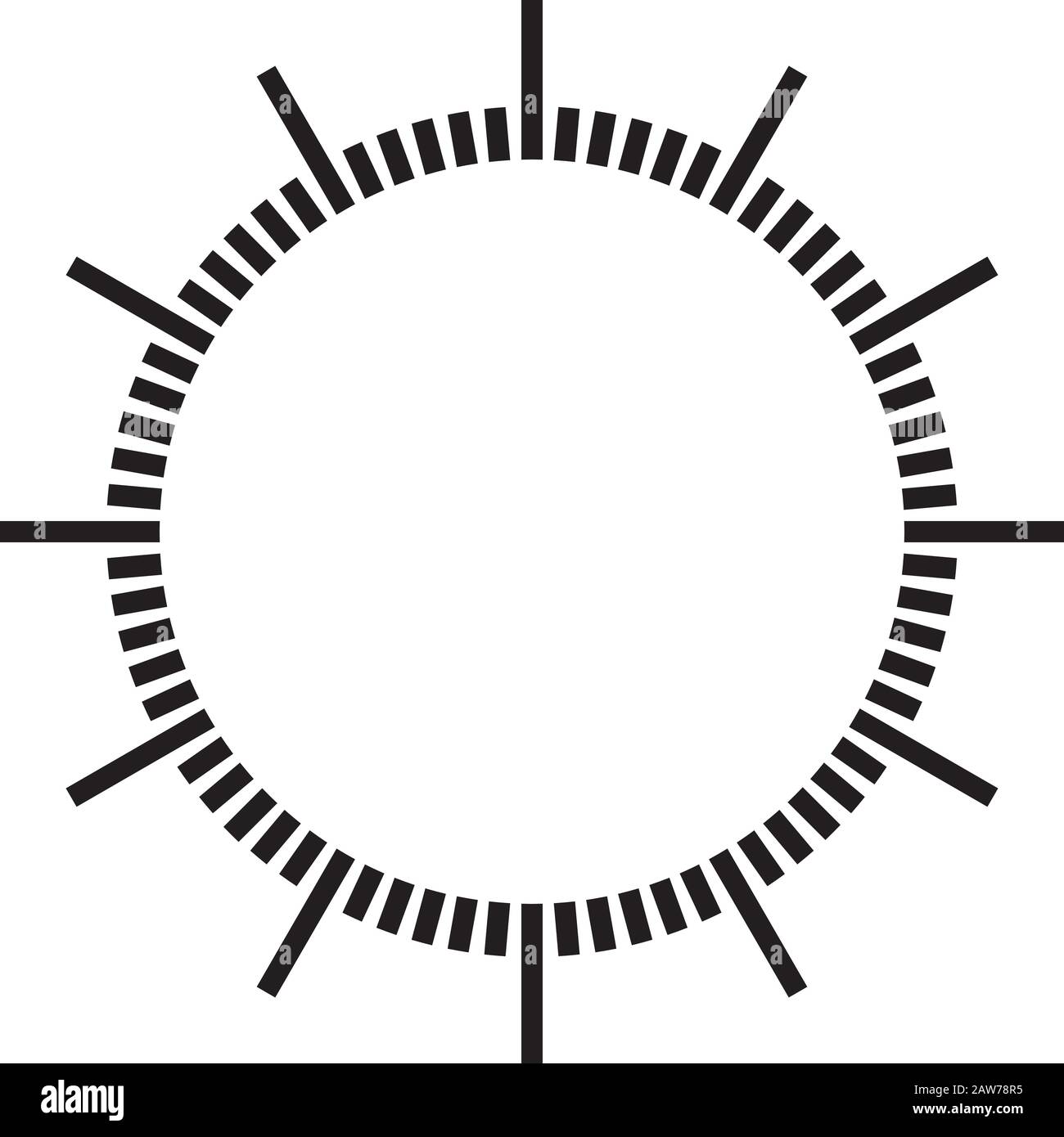 clock dial black rectangle signs pointing negative space on transparent