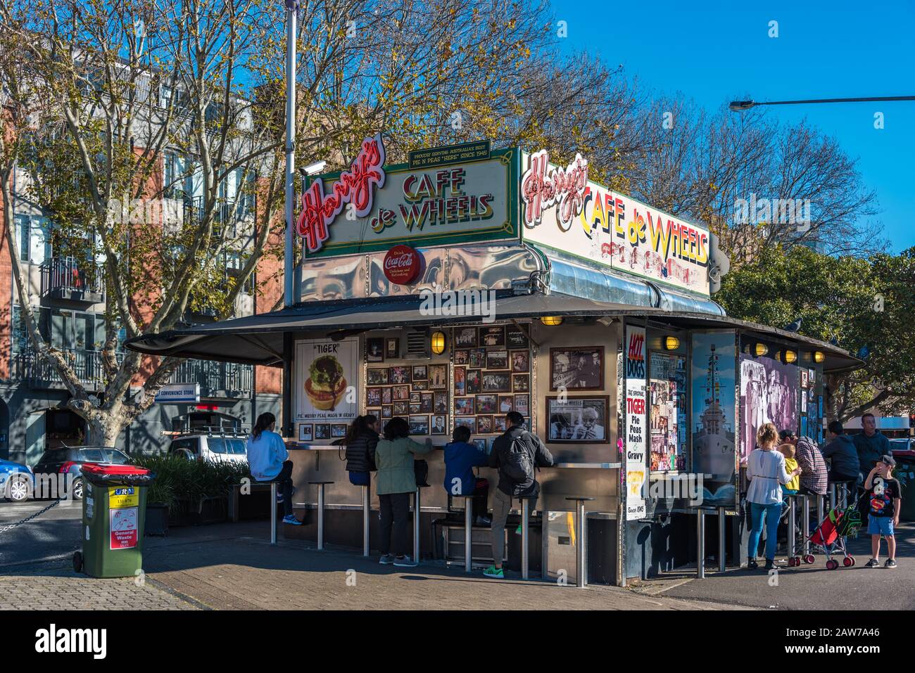 Sydney, Australia - July 03, 2016: Popular street cafe in Sydney with regulars having lunch Stock Photo