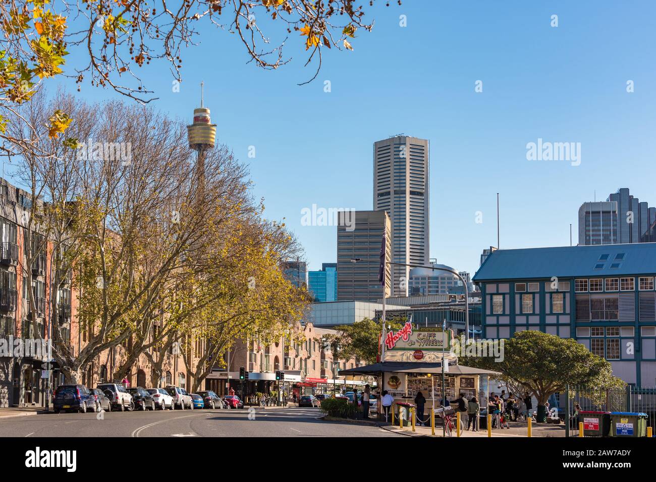 Sydney, Australia - July 03, 2016: Sydney streets with view of CBD, Woolloomooloo district Stock Photo