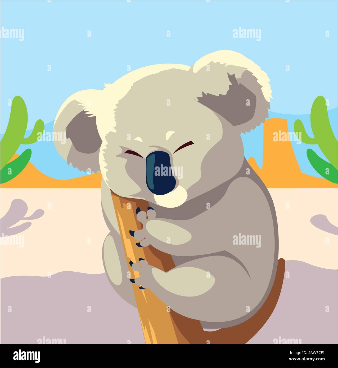 card with koala in australian landscape vector illustration design ...