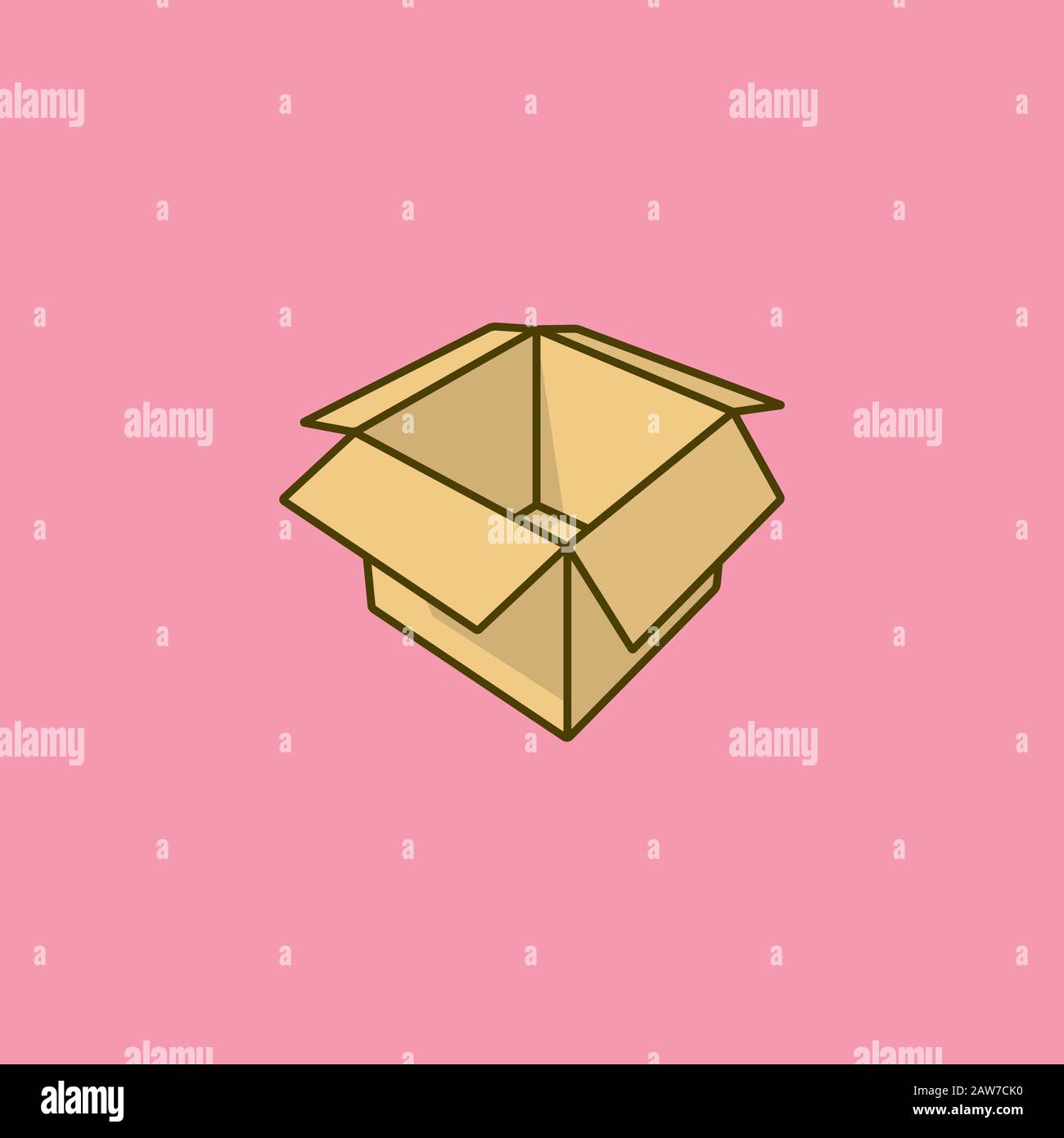 Empty cardboard box illustration for Nothing Day on January 16. Emptiness color vector symbol. Stock Vector