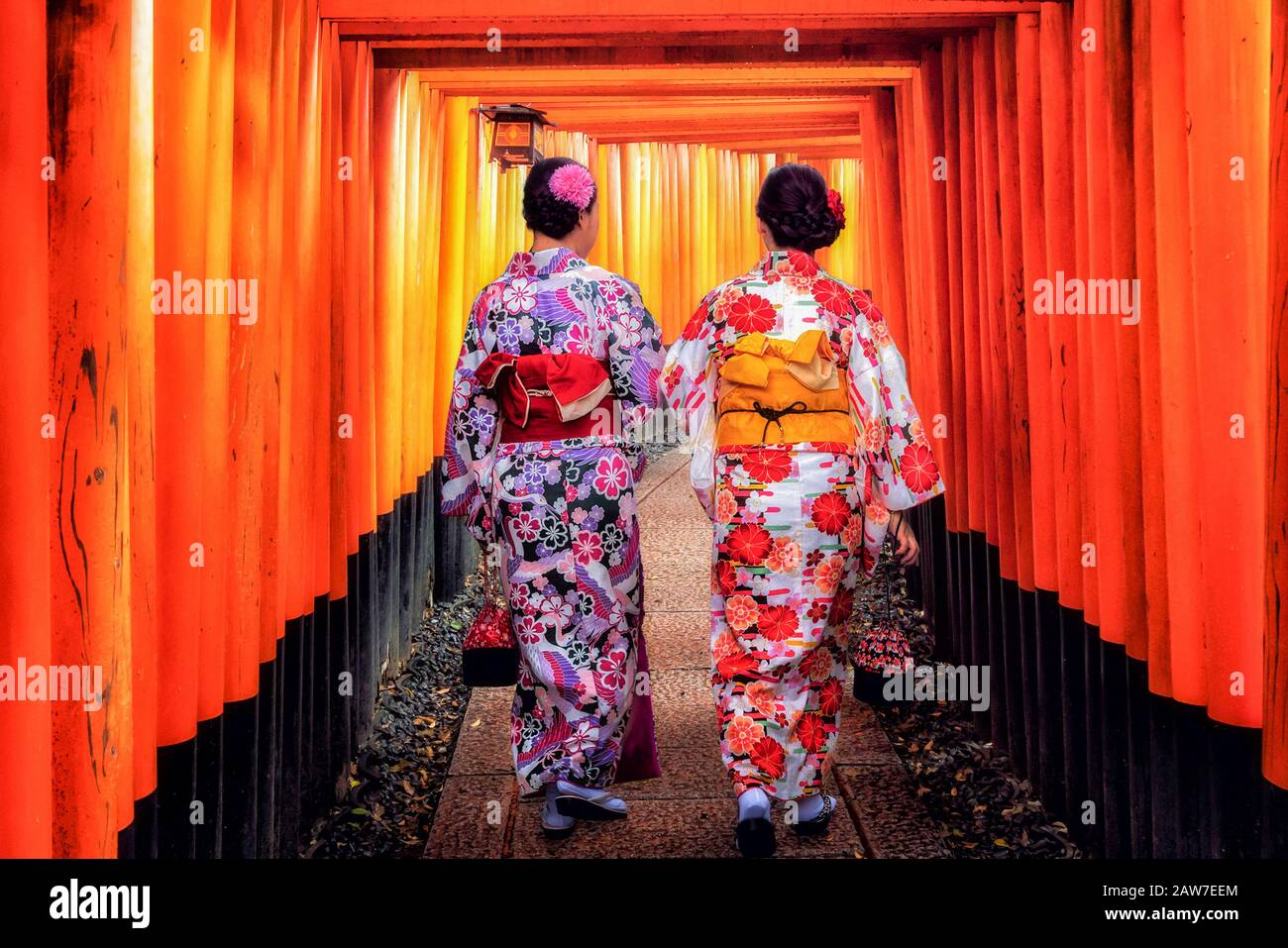 Kyoto, Japan Culture Travel - Asian traveler wearing traditional Japanese  kimono walking in Fushimi Inari Shrine in the old town of Kyoto, Japan  Stock Photo - Alamy