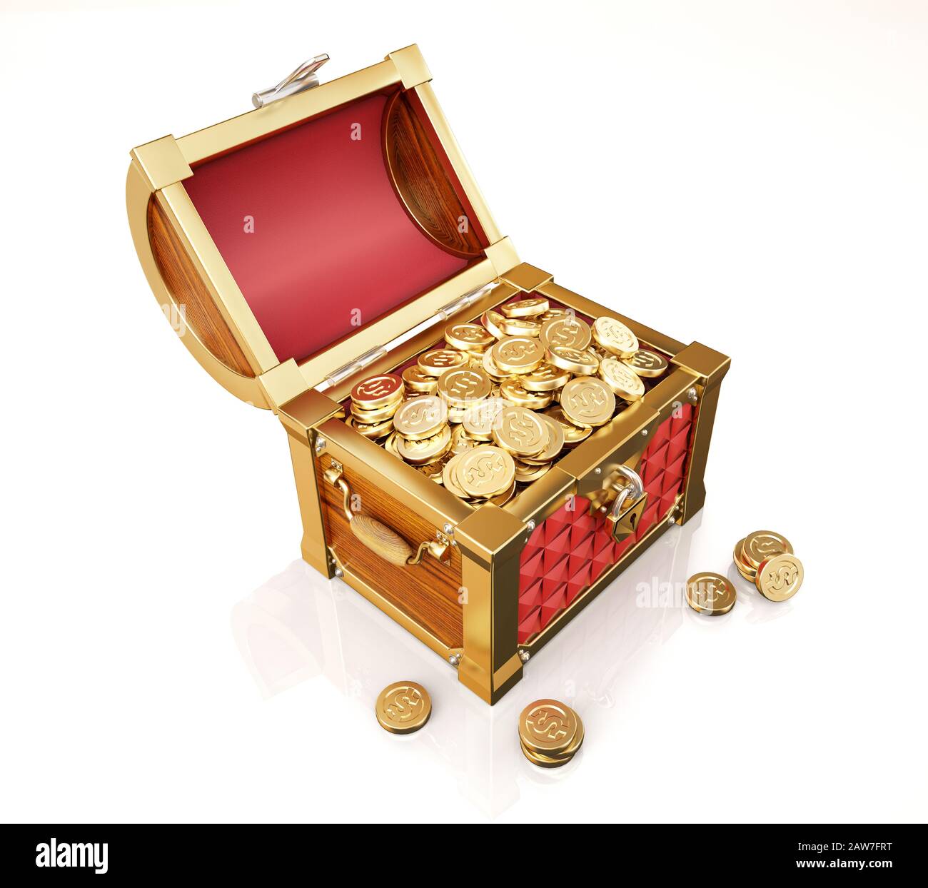 Premium Vector  Set of wooden chests with open and closed lid, full of  shining golden coins and empty. pirate treasure, 3d vintage coffers  collection isolated on dark background. realistic vector illustration