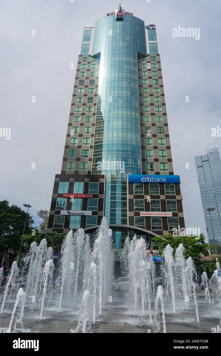 Ho Chi Minh City, Vietnam - August 24, 2017: Sun Wah Tower, commercial building in Nguyen Hue street in Ho Chi Minh City in Vietnam Stock Photo