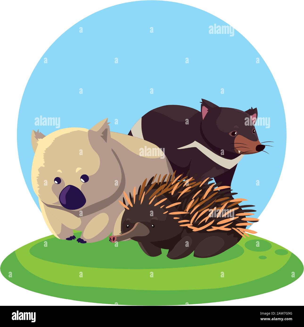 animals of australia with background landscape vector illustration design Stock Vector